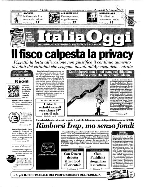 Italia oggi : quotidiano di economia finanza e politica